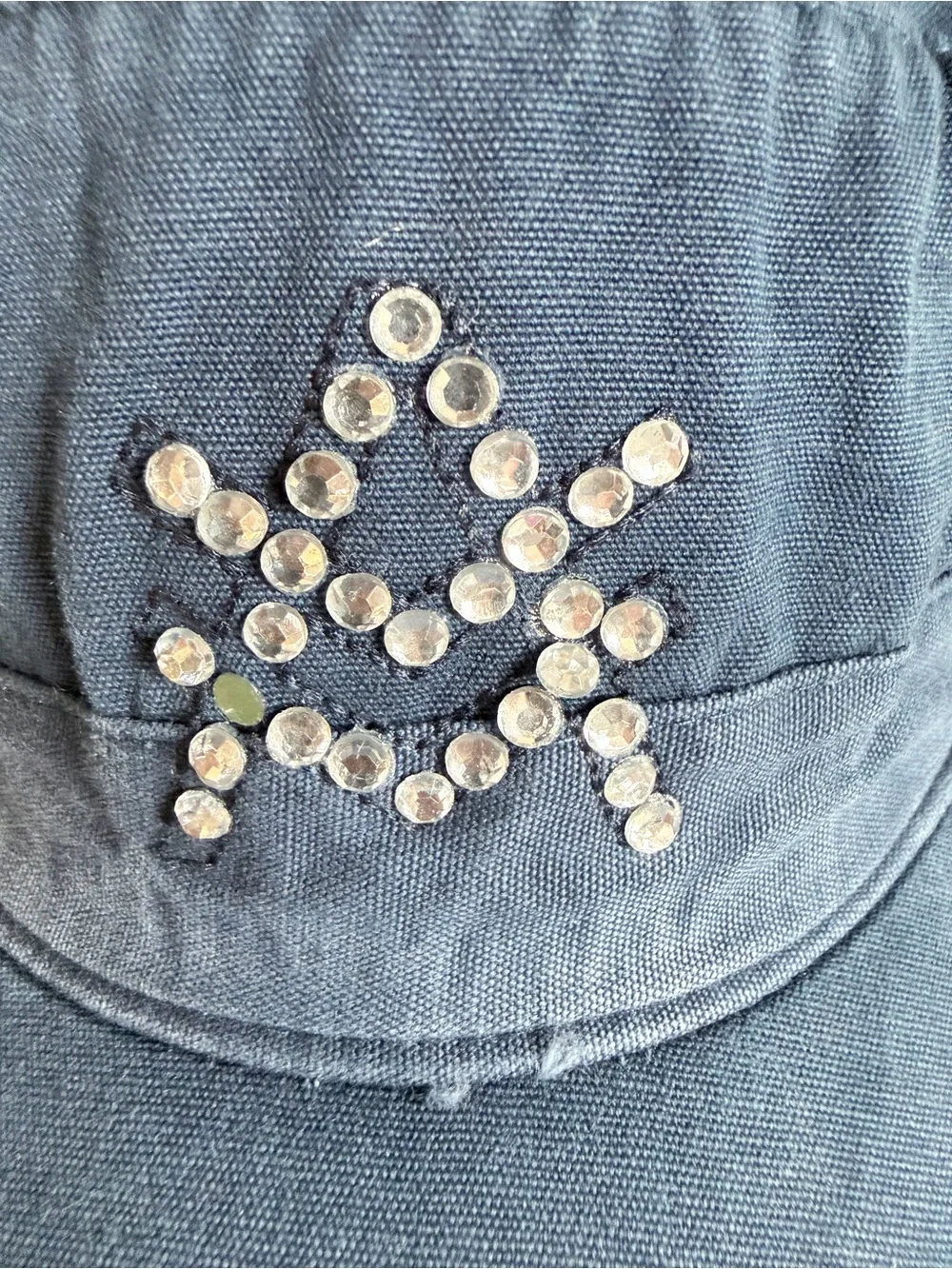 Vintage Kurtz Navy Blue Rhinestone Star Cap size 7